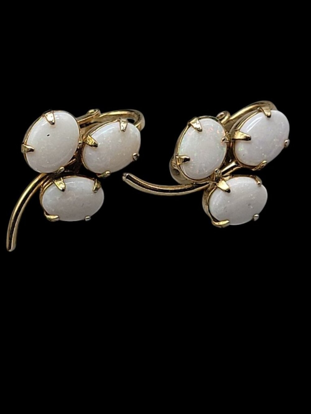 Sorrento 12kGF Faux Opal Cluster Clipped On Earrings Yellow Gold Filled Vintage